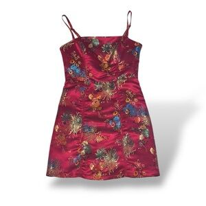 Urban Outfitters Pink silk mini dress with floral print #glam